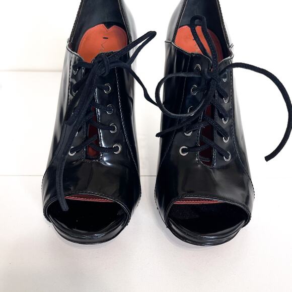 Via Spiga Whimsigoth Lace Up Leather Women Open Toe Pumps Bootie Size 9M Witchy - Picture 8 of 13